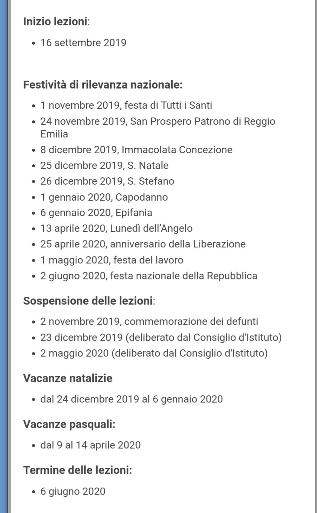 Calendario 2019-2020