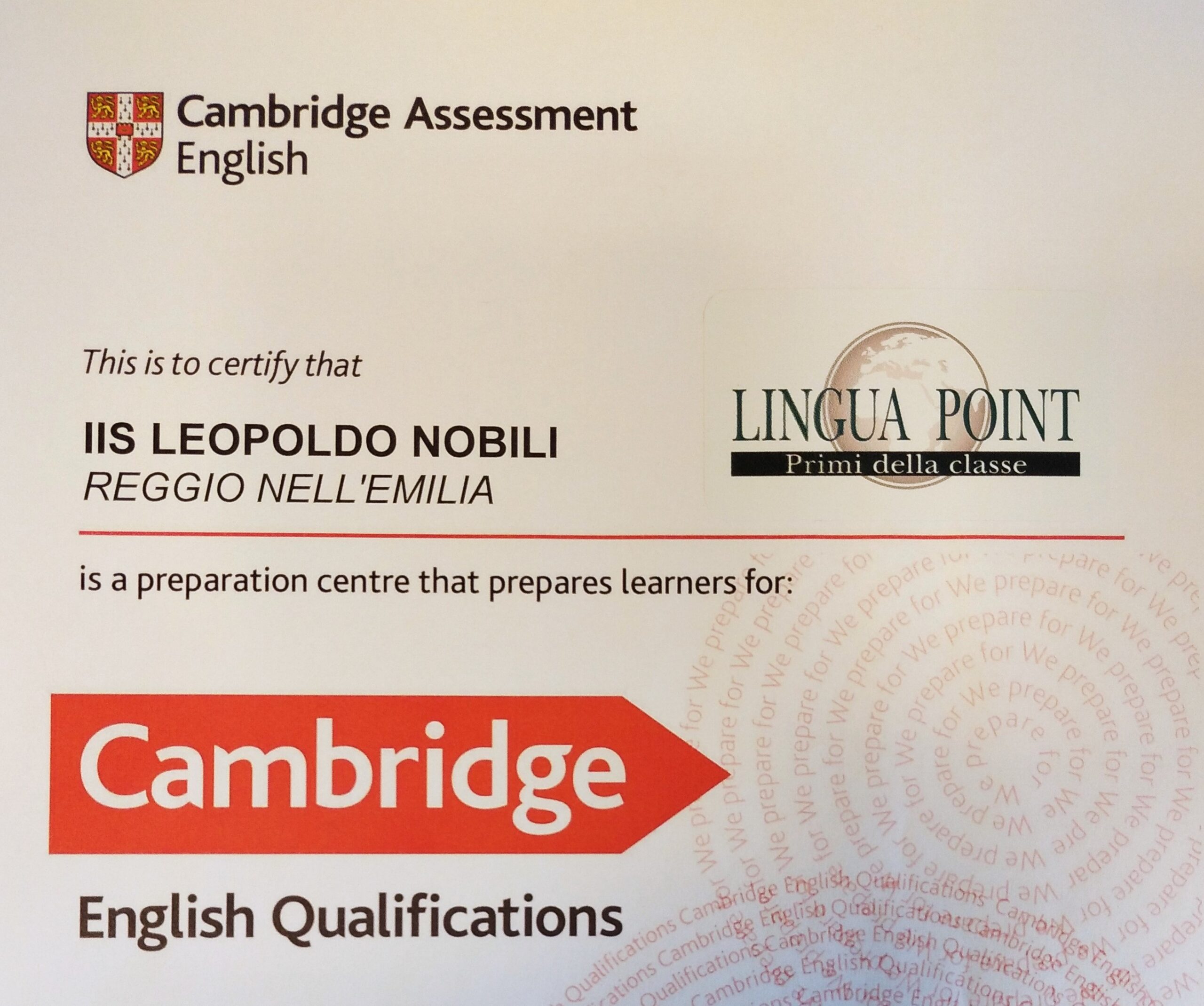 Certificazioni Cambridge: al Nobili puoi!